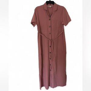 Melrose Studio Mauve Full Button-Down Midi Dress – Size Medium
